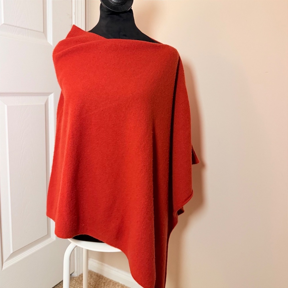 Brodie 100% Cashmere Auburn Sweater Poncho Fall Pullover Shrug Women's One Size